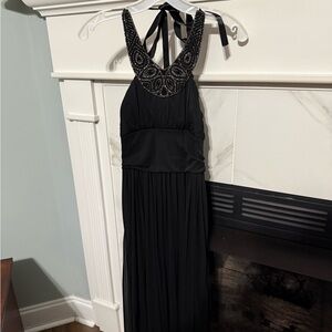 David's Bridal Black Beaded Backless Dress